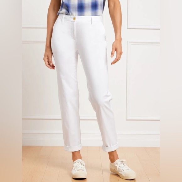 NWT Talbots Girlfriend Relaxed Chinos Size 12 Supersoft Ankle Length - Picture 1 of 9